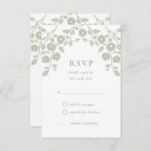 Charming Sage Green Folks Blume Einfach Blumen RSVP Karte (Vorne/Hinten)