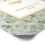 Charming Sage Green Gold Blätter Hochzeit Custom Poster (Ecke)