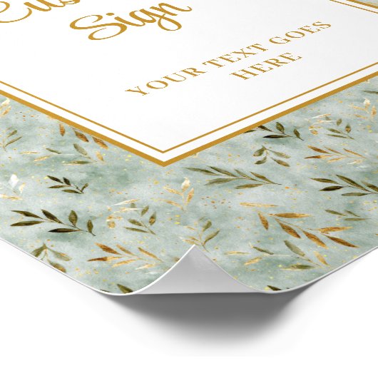 Charming Sage Green Gold Blätter Hochzeit Custom Poster (Ecke)