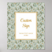 Charming Sage Green Gold Blätter Hochzeit Custom Poster (Vorne)