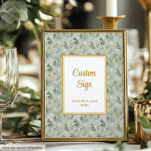 Charming Sage Green Gold Blätter Hochzeit Custom Poster