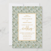 Charming Sage Green Gold Eucalyptus Wedite Einladu Einladung (Vorderseite)