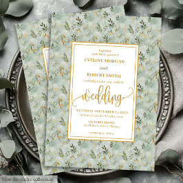 Charming Sage Green Gold Eucalyptus Wedite Einladu Einladung