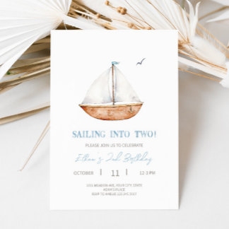 Charming Sailboat 2. Geburtstags-Party Einladung