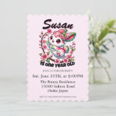 Charming Sakura Bunny Geburtstag Einladung (Stehend Vorderseite)