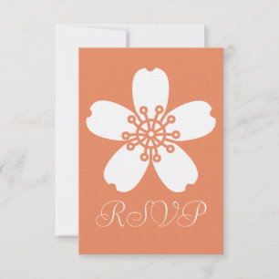 Charming Sakura in Coral RSVP Card Karte