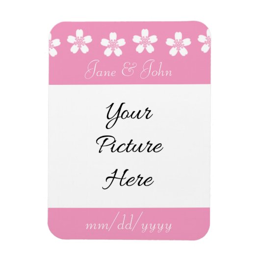 Charming Sakura in Petal Pink Rett-the-Date Magnet (Vertikal)