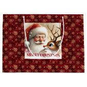 Charming Santa and Red Nose Rudolph Gift Bag Große Geschenktüte (Vorderseite)