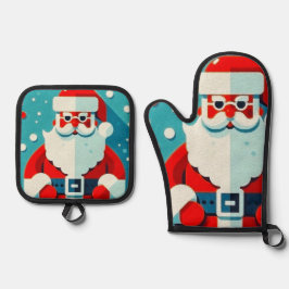 Charming Santa Claus Ofenhandschuh & Topflappen-Set