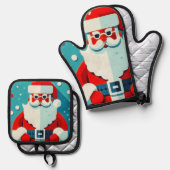 Charming Santa Claus Ofenhandschuh & Topflappen-Set (Vorderseite/Rückseite)