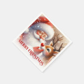 Charming Santa Claus Rudolph Holiday Party Dinner Serviette (Ecke)