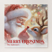 Charming Santa Claus Rudolph Personalized Kids Gif Puzzle (Vertikal)