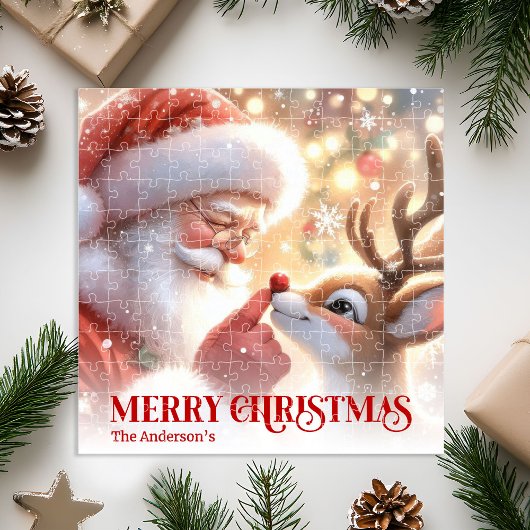 Charming Santa Claus Rudolph Personalized Kids Gif Puzzle