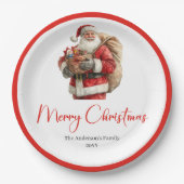 Charming Santa Claus Stylish Watercolor Dinner Pappteller (Vorderseite)