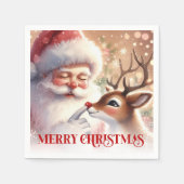 Charming Santa Rudolph Holiday Napkins Christmas Serviette (Vorderseite)