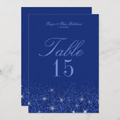 Charming Sapphire Glitz Glitzer Tischnummer Cards (Vorne/Hinten)