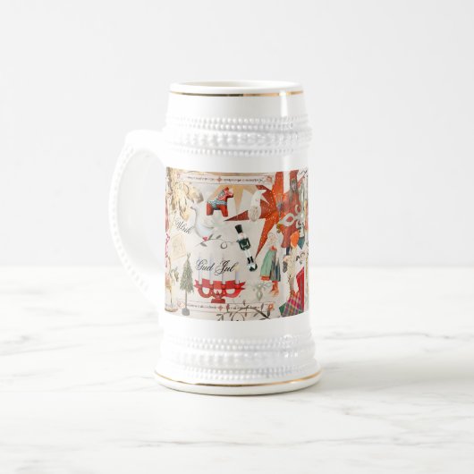 Charming Scandinavian Folk Christmas Bierglas (Vorderseite Links)