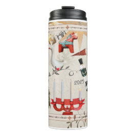 Charming Scandinavian Folk Christmas Thermosbecher