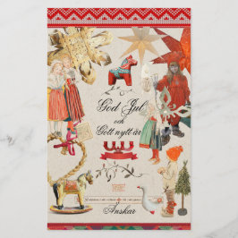 Charming Scandinavian Folk Christmas Wallpaper – V Briefpapier