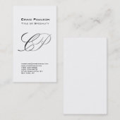 Charming Schwarz-weiß Gray Monogram Business Card Visitenkarte (Vorne/Hinten)