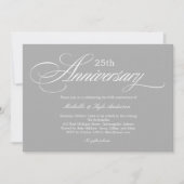 Charming Script Anniversary Einladung - Silber (Vorderseite)
