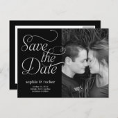 Charming-Script-Save the Date-Karte Ankündigungspostkarte (Vorne/Hinten)