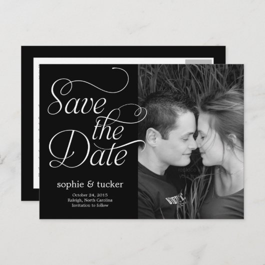 Charming-Script-Save the Date-Karte Ankündigungspostkarte (Vorne/Hinten)