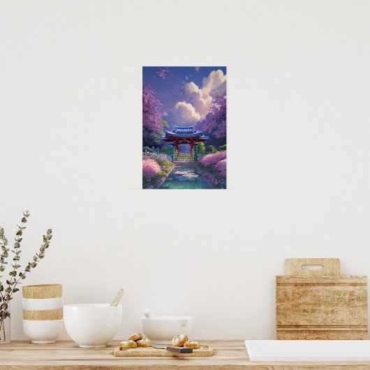Charming Shrine und Cherry Blossom Poster (Küche)