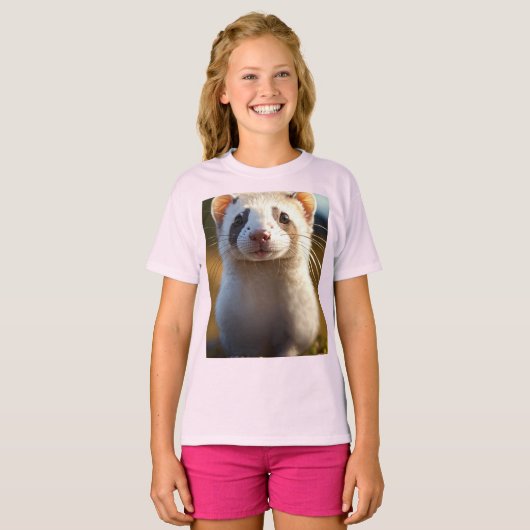 Charming Silver Ferret Kids's Basic T - Shirt (Vorne ganz)