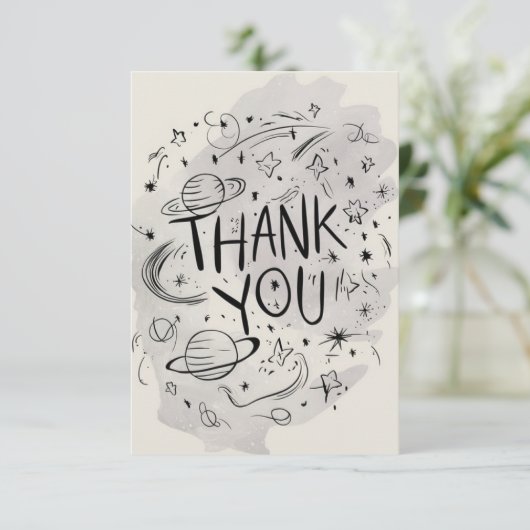 Charming Simple Chic Celestial Dankeskarte (Stehend Vorderseite)