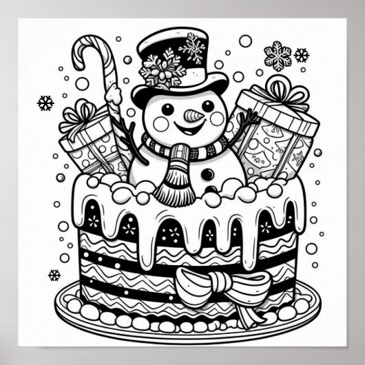 Charming Snowman Holiday Cake Colour Poster (Vorne)