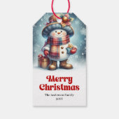 Charming Snowman Kids Gift Tag Personalized Xmas Geschenkanhänger (Rückseite)