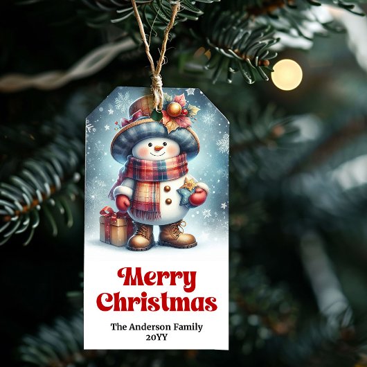 Charming Snowman Kids Gift Tag Personalized Xmas Geschenkanhänger
