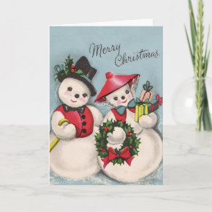 Charming Snowmen Couple Feiertagskarte