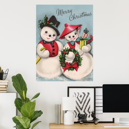 Charming Snowmen Couple Poster (Heimbüro)
