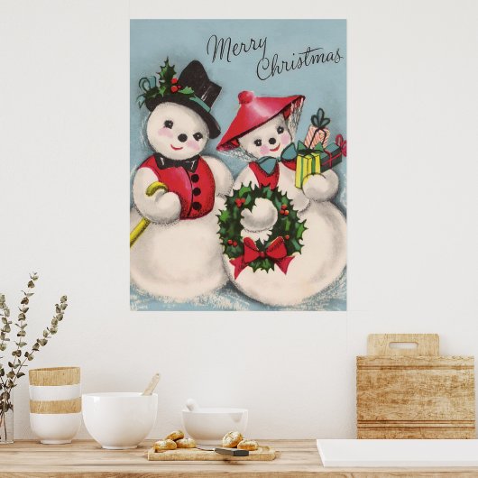 Charming Snowmen Couple Poster (Küche)