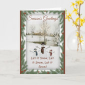Charming snowmen serene winter landscape karte (Gelbe Blume)