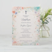 Charming Soft Botanical Floral Frame Baptism Einladung (Stehend Vorderseite)