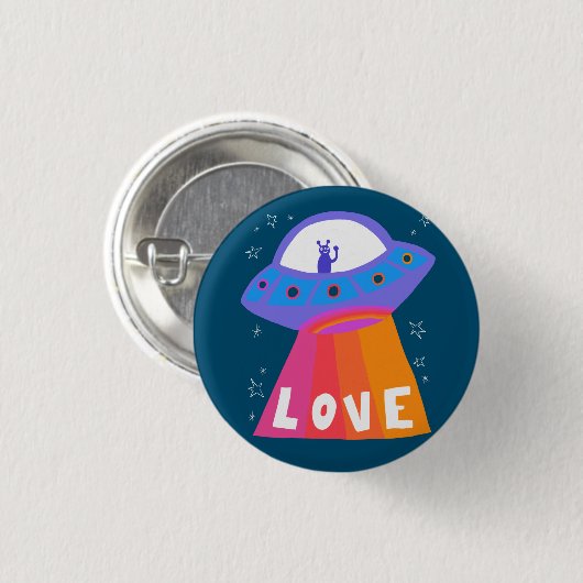 Charming Space Außerirdischen Martians UFO Niedlic Button (Vorne & Hinten)
