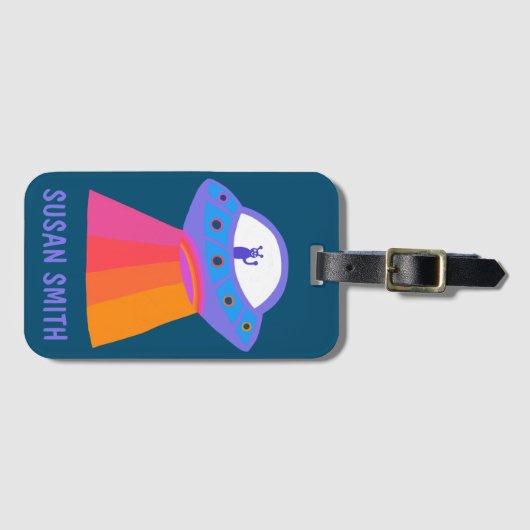 Charming Space Außerirdischen Martians UFO Niedlic Gepäckanhänger (Vorderseite (Horizontal))