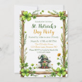 Charming Spring Clover & Gnome Invitation  Einladung (Vorderseite)