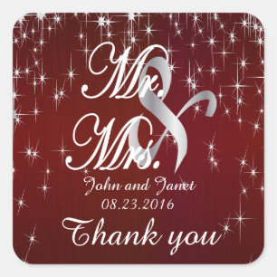 Charming Star Struck Wedding   Burgundy Red Quadratischer Aufkleber