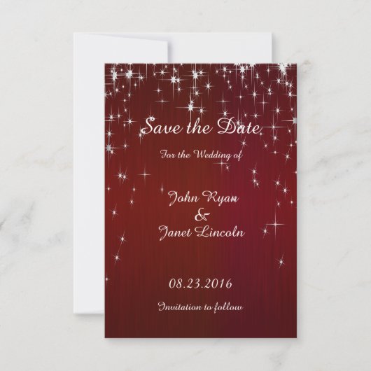 Charming Star Struck Wedding | Burgundy Red Save The Date (Vorderseite)