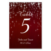 Charming Star Struck Wedding | Burgundy Red Tischnummer (Vorderseite)