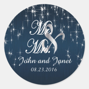 Charming Star Struck Wedding in Navy Blue 2 Runder Aufkleber