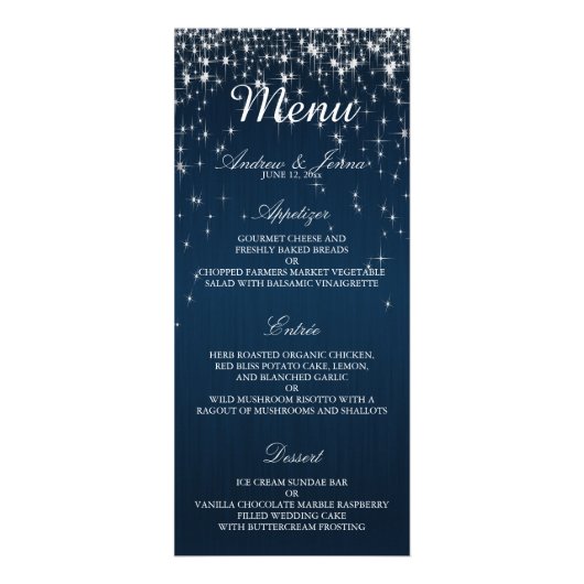 Charming Star Struck Wedding - Menü (Vorne)