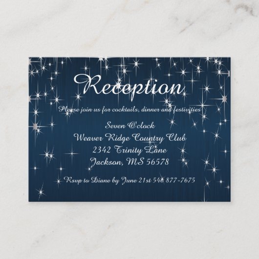 Charming Star Struck Wedding | Navy Blue Begleitkarte (Vorderseite)