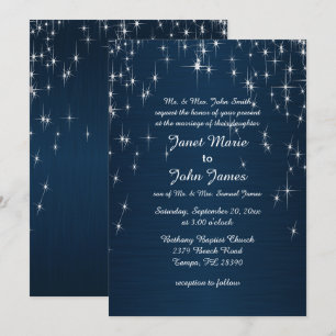 Charming Star Struck Wedding Navy Blue Einladung