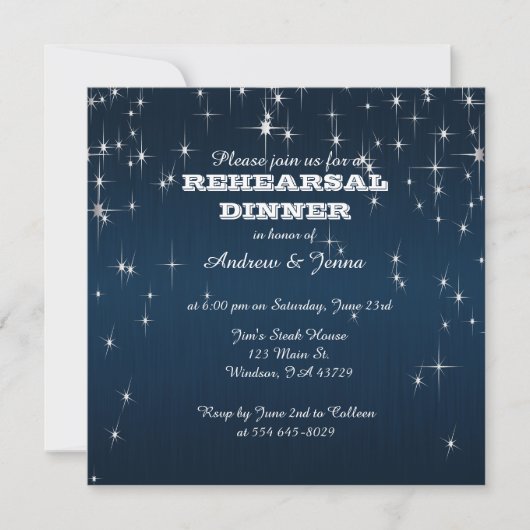 Charming Star Struck Wedding | Navy Blue Einladung (Vorderseite)