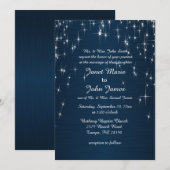 Charming Star Struck Wedding | Navy Blue Einladung (Vorne/Hinten)